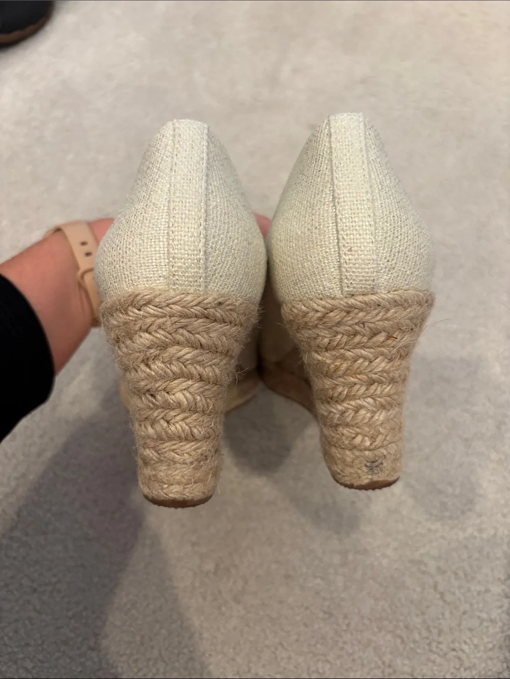 J. Crew Linen Espadrille Wedge Pumps in Beige